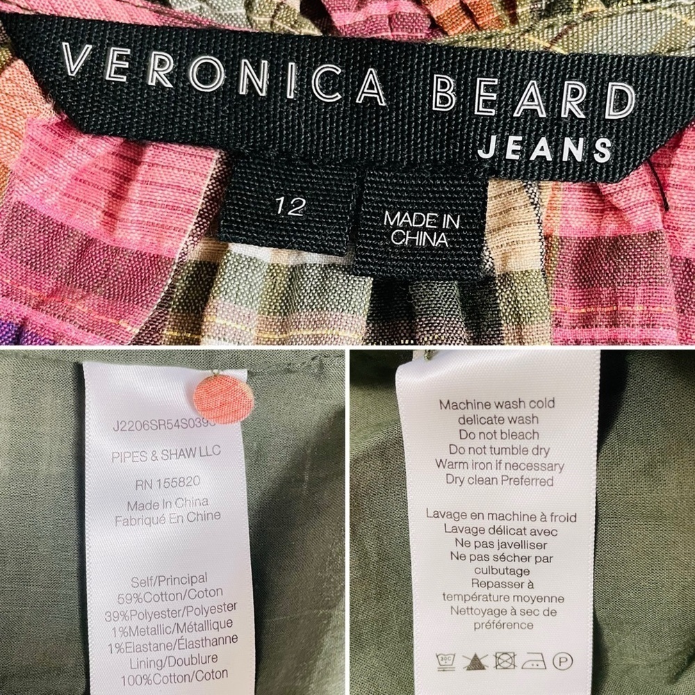 Veronica Beard Jeans Destiny Ruffled Metallic Checked Cotton Blend Mini Dress - Picture 13 of 13